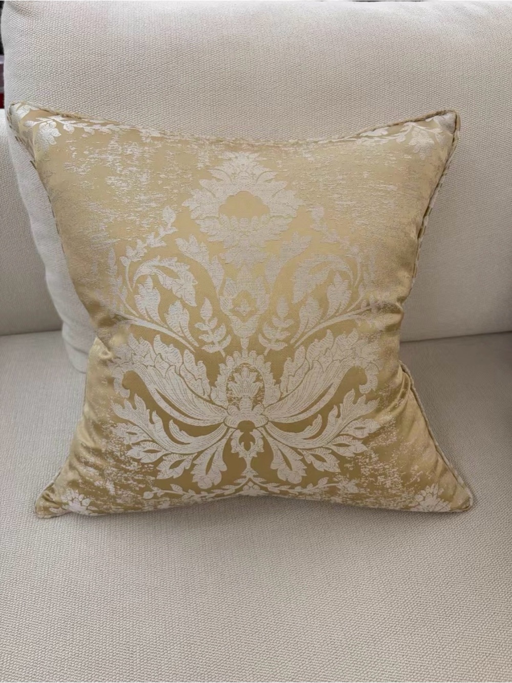 Decorative Gold Damask Accent Pillow